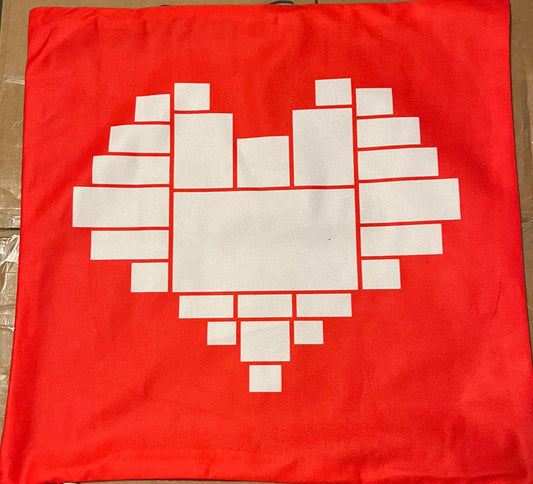 SUBLIMATION RED HEART PILLOW CASE